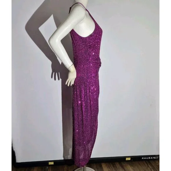 Belle Badgley Mischka Women's Dress Size 10 Sequin Dress Evening Pink Fucsia (47 - Picture 3 of 10